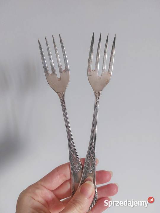Hefra 2 widelce do ryb posrebrzane wzór romański wielkopolskie