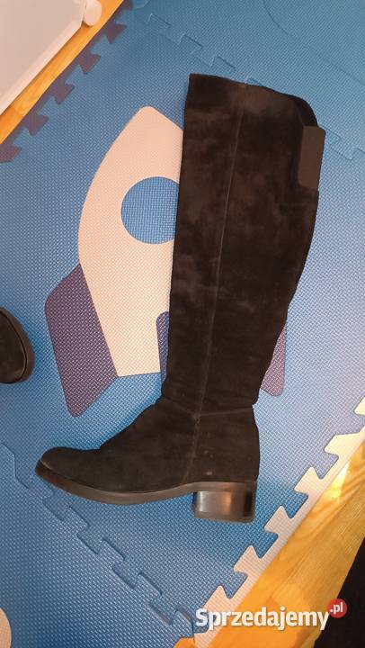 Eleganckie czarne wysokie kozaki z miękkiego czarny małopolskie Kraków