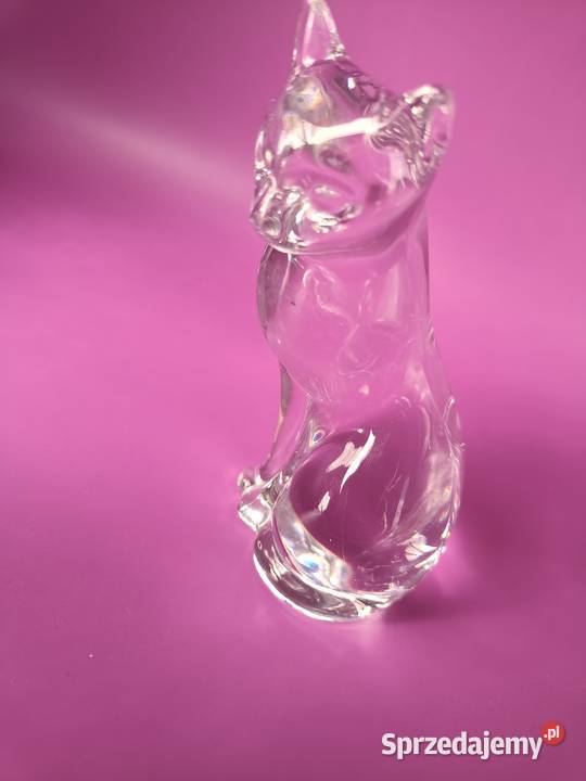 Kot Lenox tafla przezroczystego szkła figurka Porcelana i szkło lubelskie Zamość