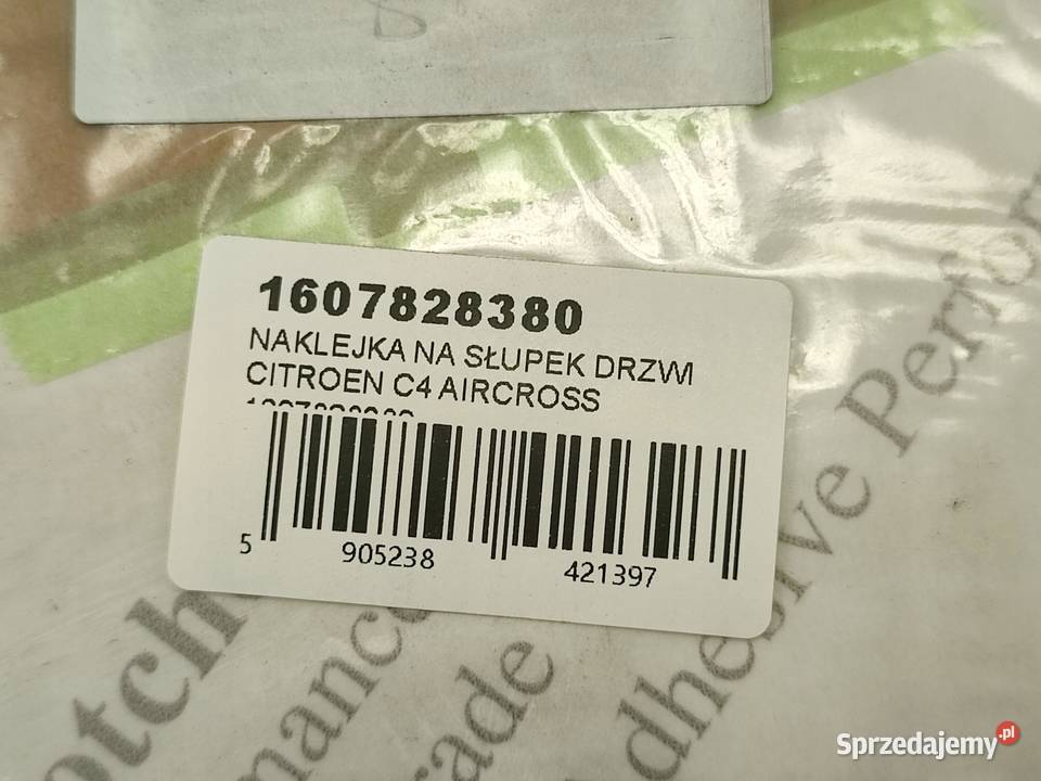 NAKLEJKA SŁUPEK DRZWI PRAWA CITROEN C4 AIRCROSS