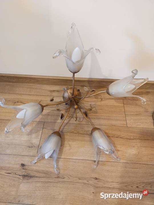 Zyrandol plus lampka Lampa salon mosiadz ZESTAW Kraków