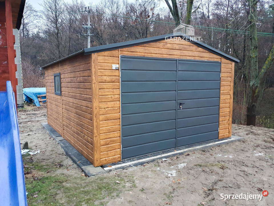 GARAŻ BLASZANY 4x5 m BRAMA OKNO ORZECH Łapanów sprzedam