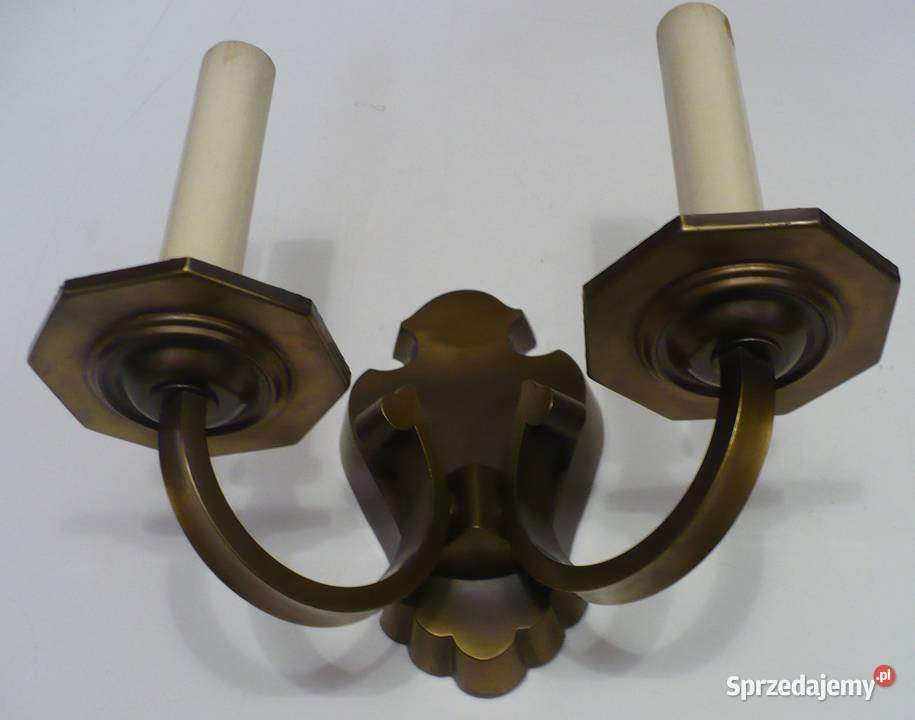 Kinkiet mosiężny dwuramienny