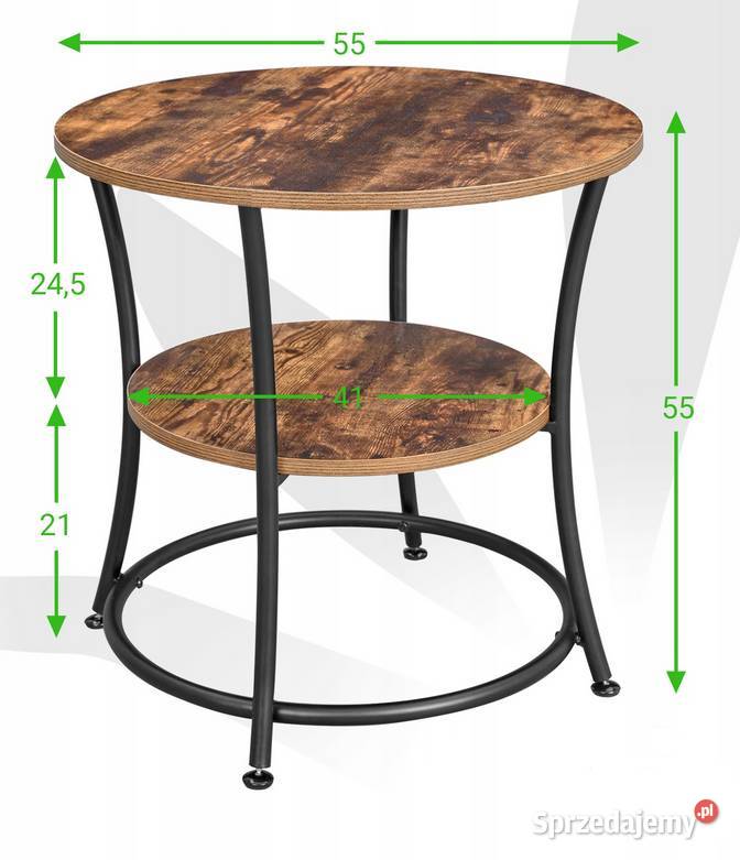 Stolik kawowy okrągły czarny metalowy Rustykalny Choroszcz