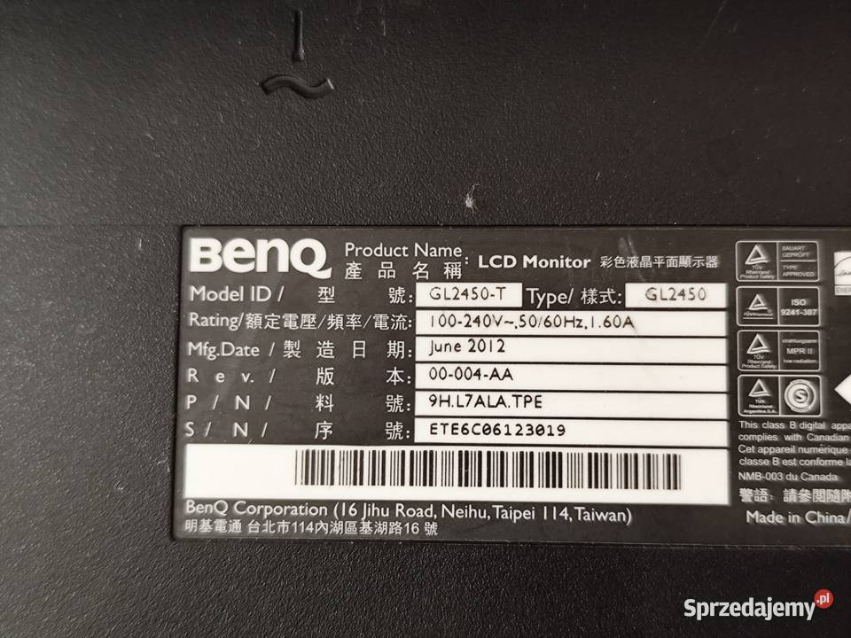 Monitor Benq 24 Monitory i projektory Mielec sprzedam