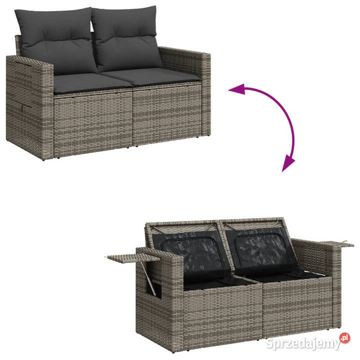 Sofa ogrodowa z poduszkami 2osobowa szara mazowieckie