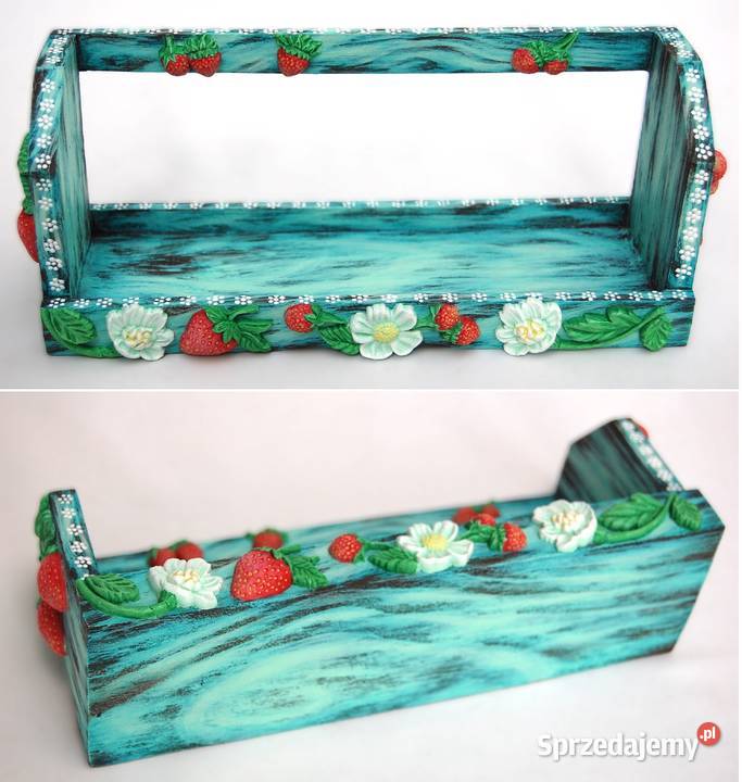 Drewniana półka na przyprawy ręcznie malowana Lublin