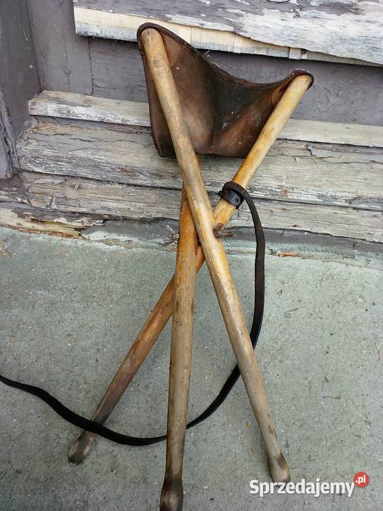 Krzesełko turystyczne składane PRL loftt skóra podkarpackie Jarosław