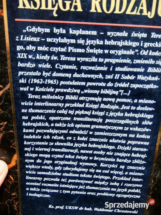 Księga Rodzaju hebrajskopolski Stary Testament Warszawa