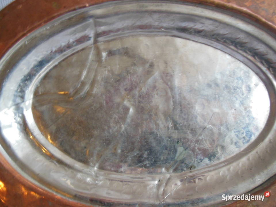 Talerz owalny z miedzi ocynkowany PRL świętokrzyskie