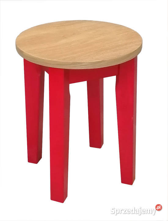 TABORET OKRĄGŁY TAPICEROWANY TWARDY DREWNIANY Tołkiny