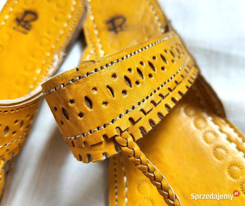 KOHYL Skórzane japonki kohalpuri 38 żółte Szczecin sprzedam