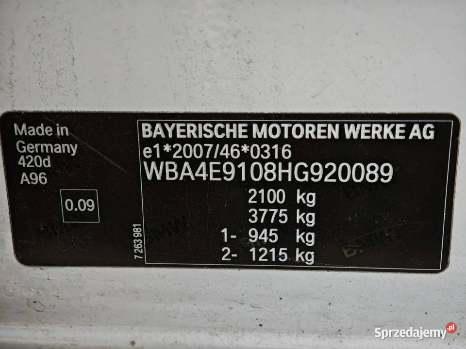BMW 420 I F32F33F82 228000km Sadlno
