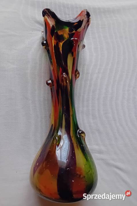 Pięknie wybarwiony ręcznie formowany wazon Koźminek sprzedam