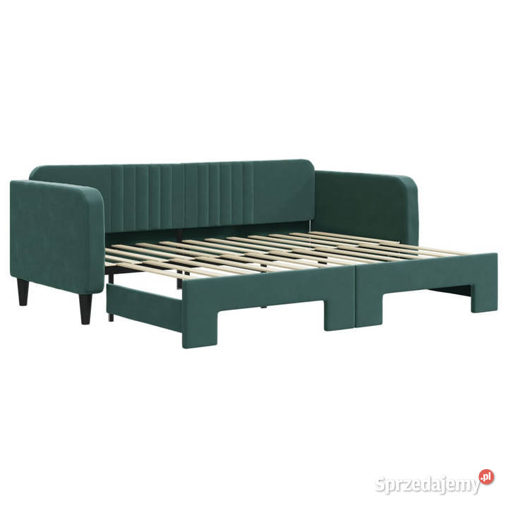 Sofa rozsuwana ciemnozielona aksamit 90x200 Warszawa