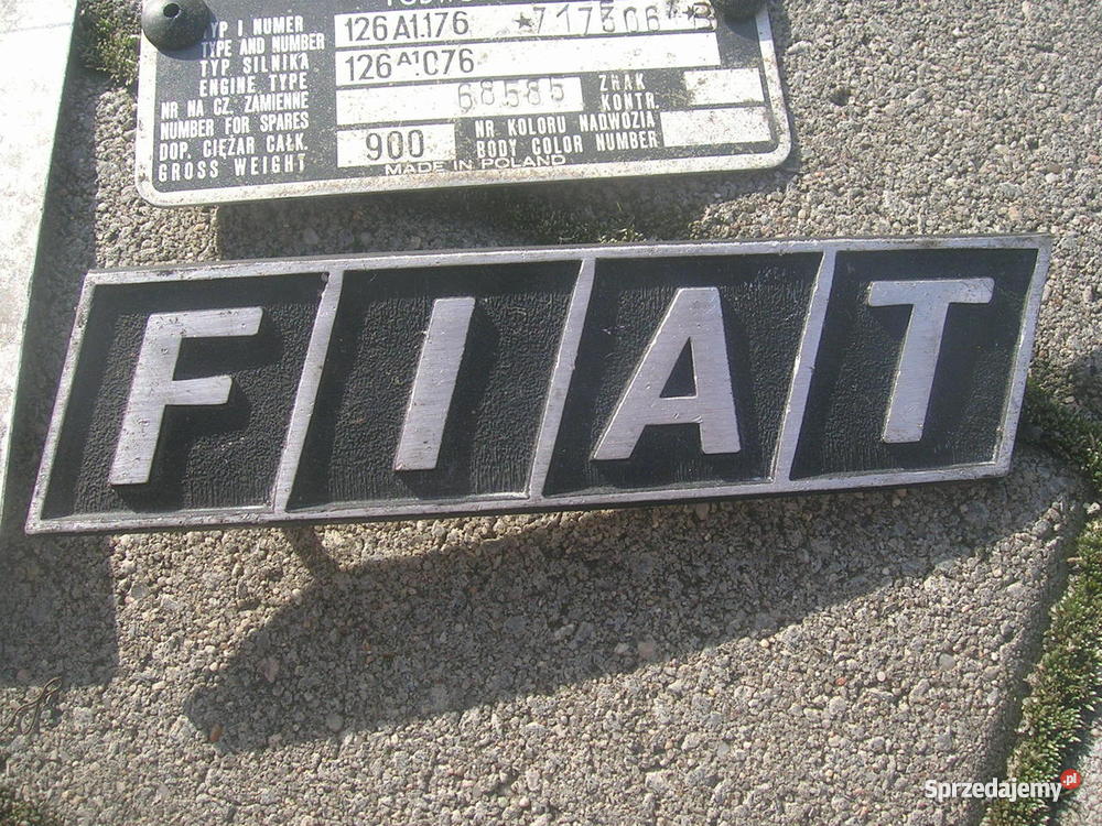 Kolekcjonerska tabliczka znamionowa znaczek fiat Ostrów Wielkopolski