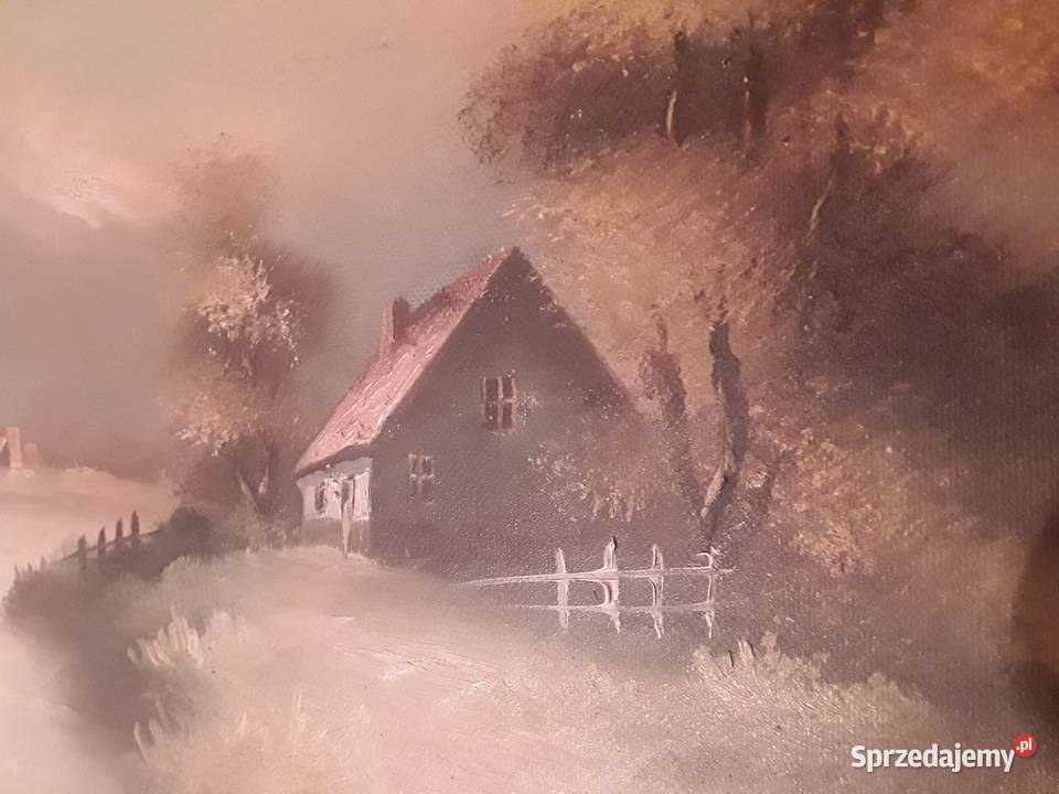 Stary obraz olejny na płótnie Siemiatycze