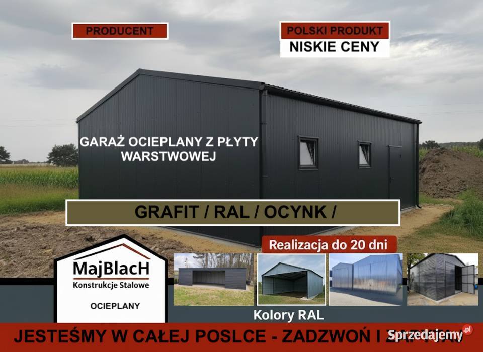 Praktyczny Grafit Garaż Blaszany WiataHala samodzielny Węgrów sprzedam