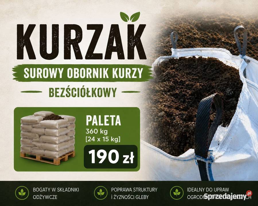 Bezściółkowy obornik kurzy Kurczak Pomiot BigBag Ogród Radom