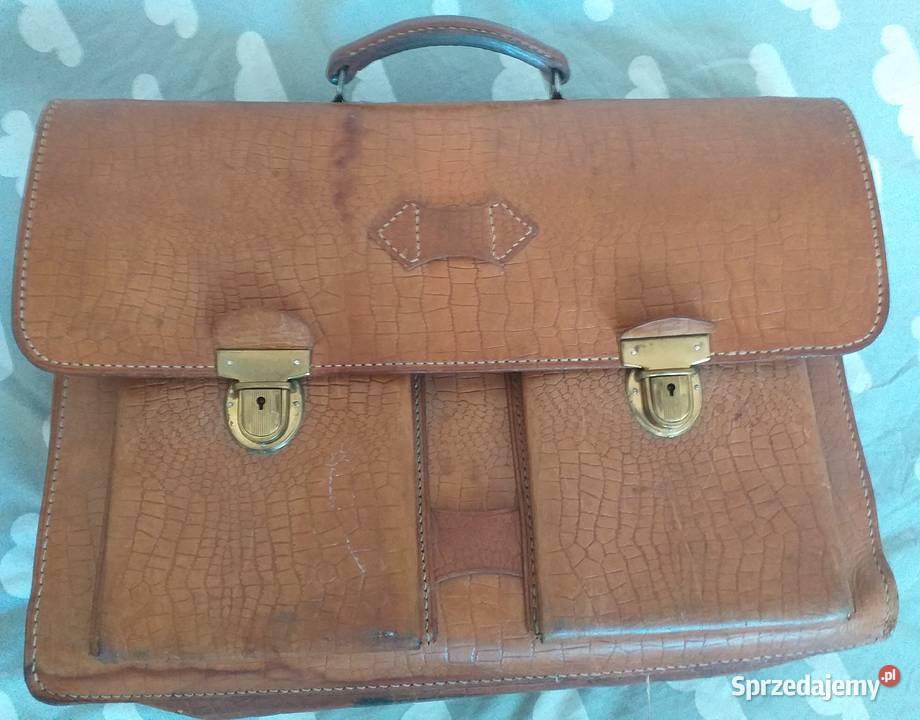 Stara teczka oficerska z gróbej solidnej skóry Antyki, Sztuka, Kolekcje Gdańsk sprzedam