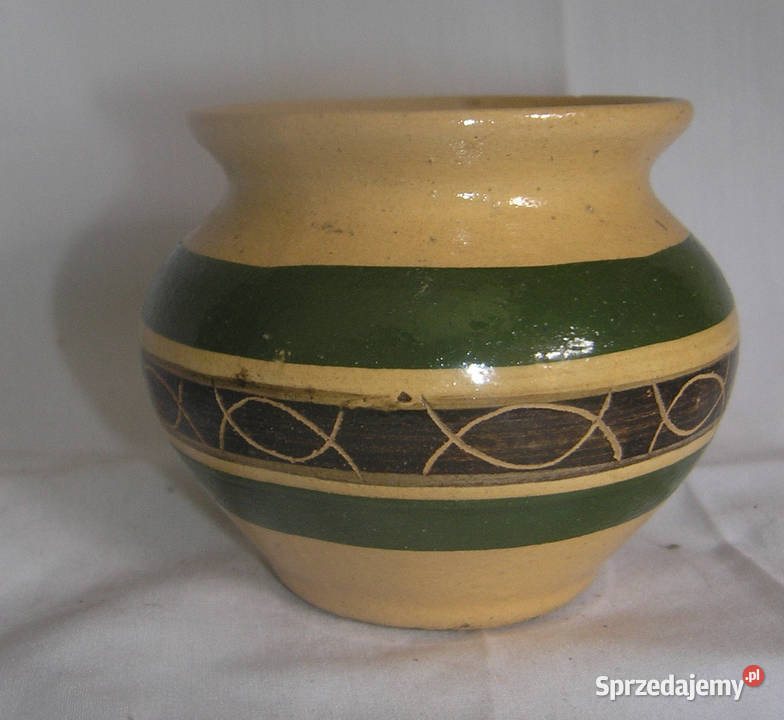 wazonik ceramiczny vintage w pasy rękodziełoDvin dolnośląskie sprzedam