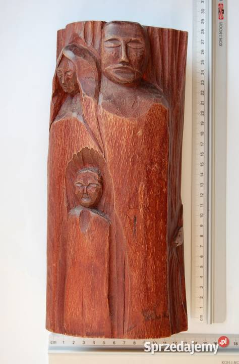 Święta Rodzina rzeźba drewno rękodzieło lata 90 Lublin