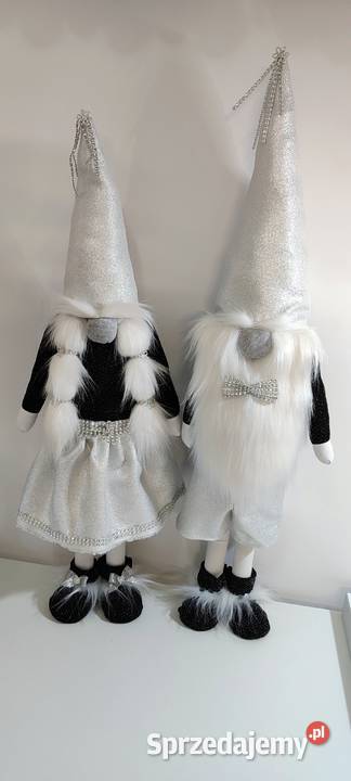 Skrzaty świąteczne srebrny szary siwy Glamour Lipnica