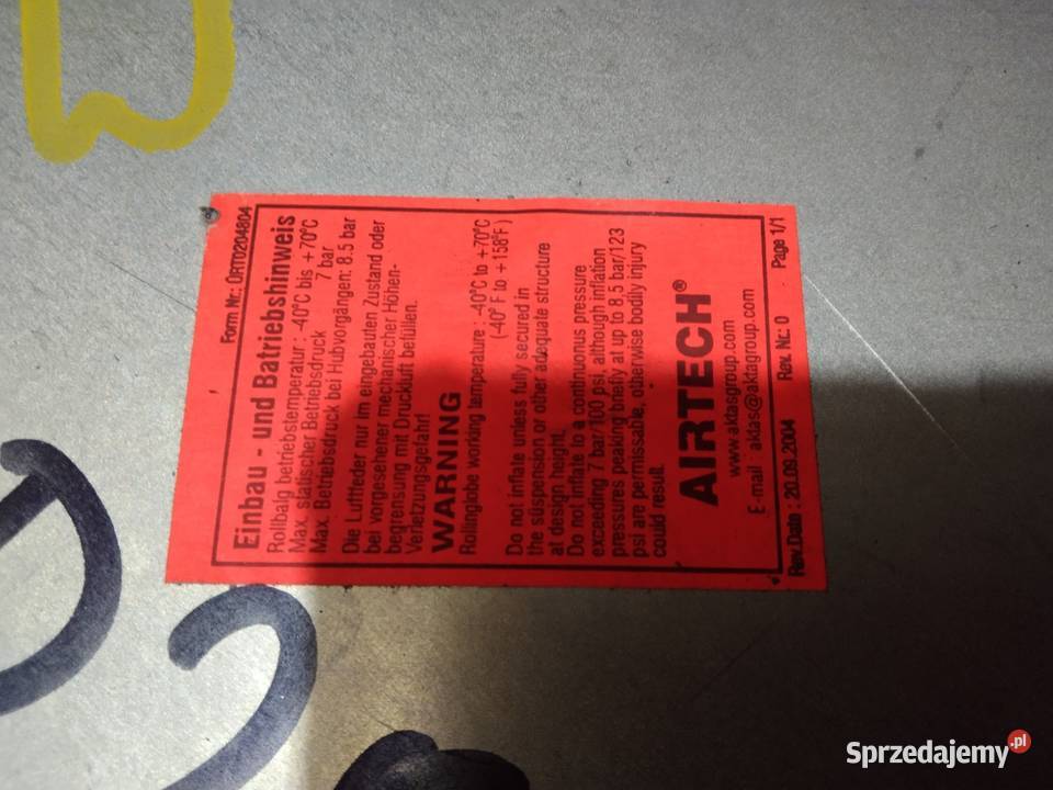 Poduszka mexhaniczna zawieszenia AIRTECH 3813 dolnośląskie Świdnica