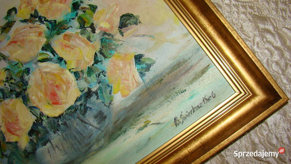 obraz olejny ŻÓŁTE RÓŻE Grzechynia