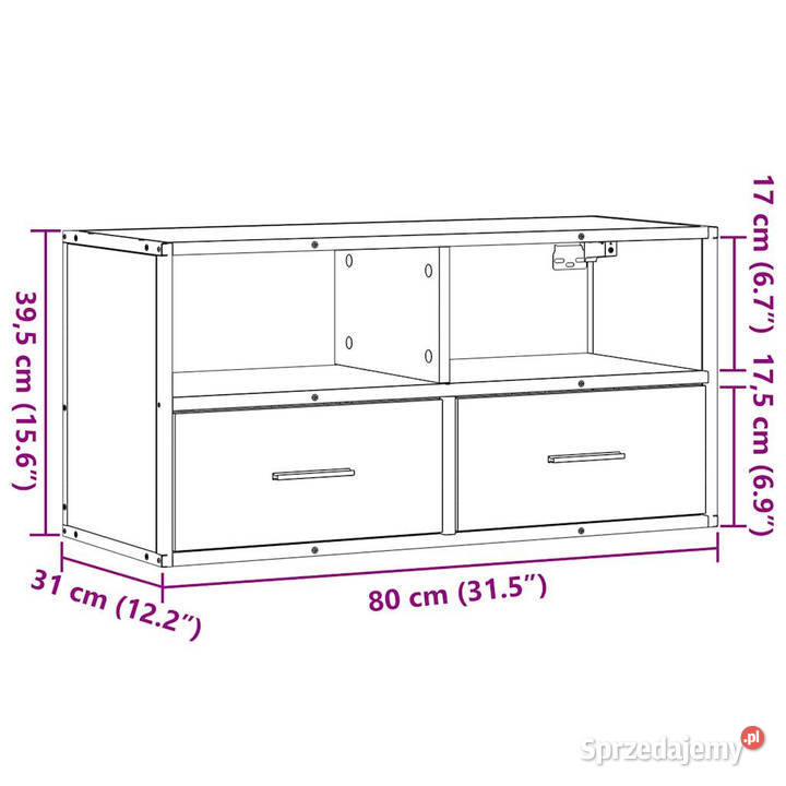 Szafka pod telewizor przydymiony dąb 80x31x395 Warszawa