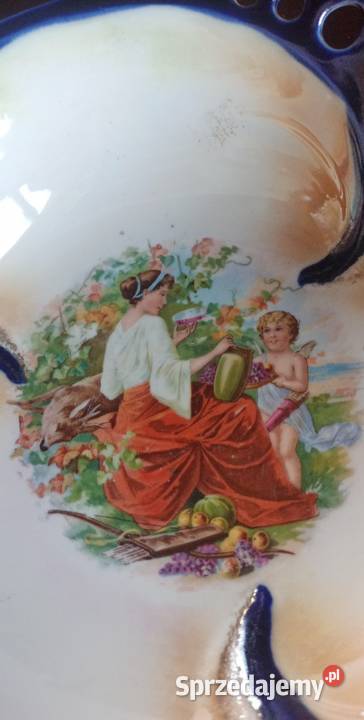 Patera ze scenką w lustrze misa z ażurem pomorskie Gdańsk