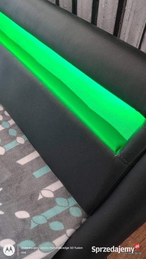 Łóżko z Eco skóry z oświetleniem 160cm Sosnowiec