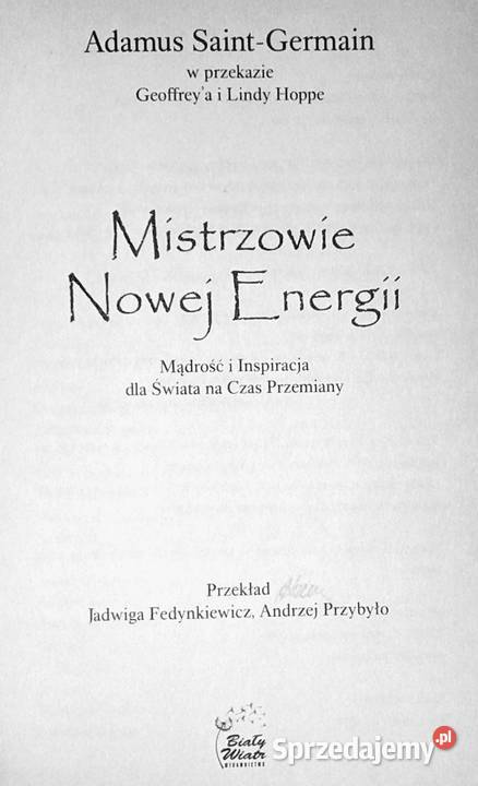 Mistrzowie Nowej Energii Adamus SaintGermain Chełm sprzedam