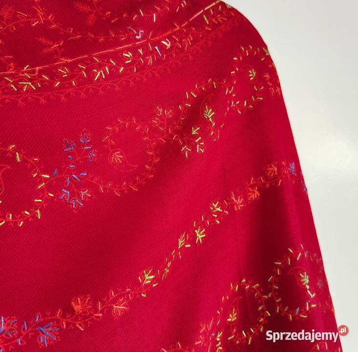 Duży szal orientalny indyjski haftowany haft Dla kobiet zachodniopomorskie Szczecin