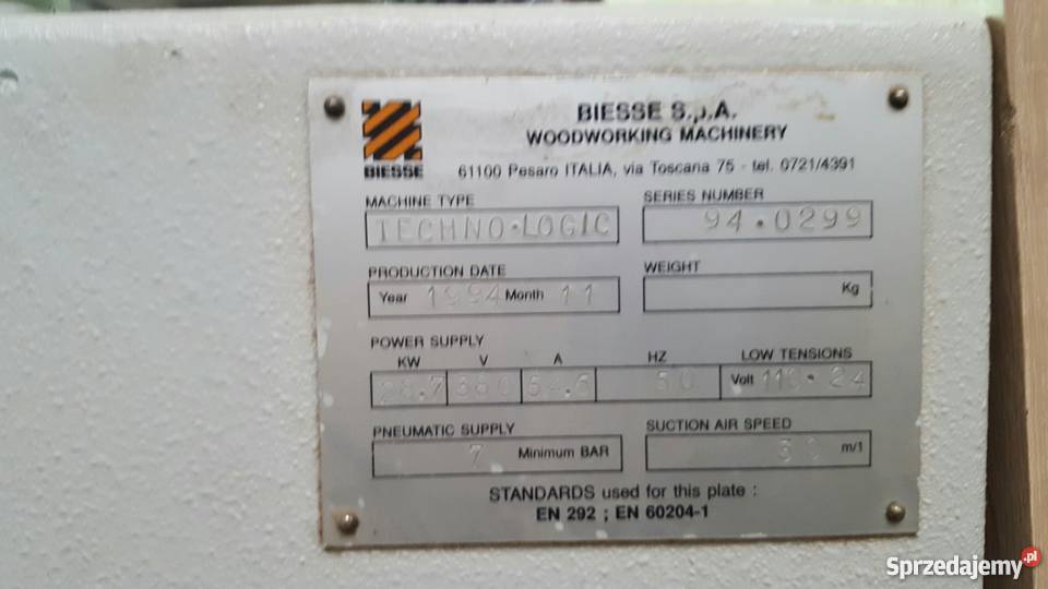 Wiertarka przelotowa wielowrzecionowa BIESSE wielkopolskie Kępno