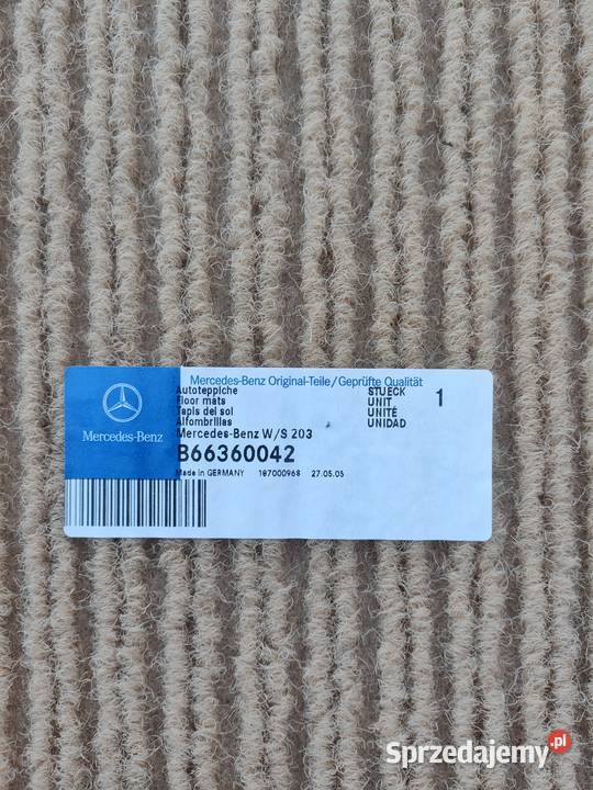 Oryginalne dywaniki rypsowe Mercedes W203 S203 Bolewice sprzedam