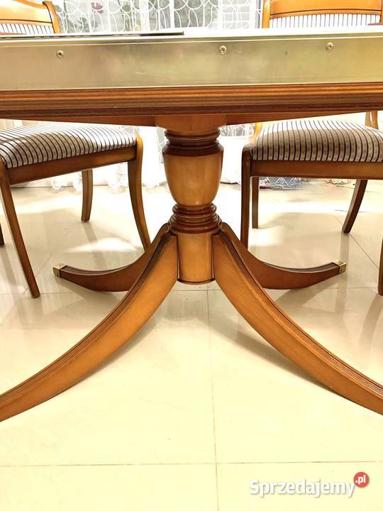 Antyk masywny owalny stół rozkładany drewniany 74cm Stołki i taborety Warzymice