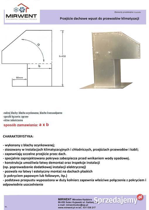 Przejście dachowe wpust do przewodów Solec Kujawski