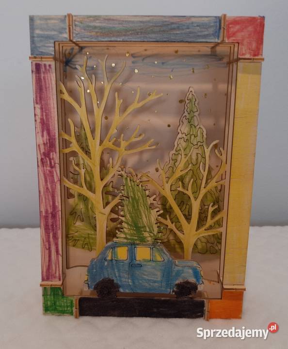 Pokolorowana i złożona drewniana sklejka Święta Czeladź sprzedam