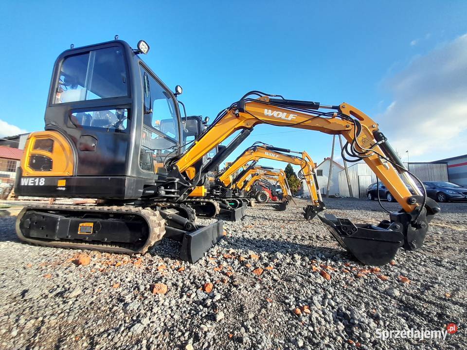 Minikoparka WOLF WE18 SUPER ZESTAW 3 łyżki nie Koparki Gdańsk