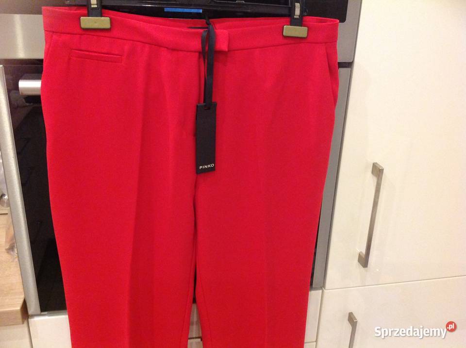Eleganckie Spodnie Czerwone PINKO LXL Nowe Rozmiar 42(XL) Nowa Sól