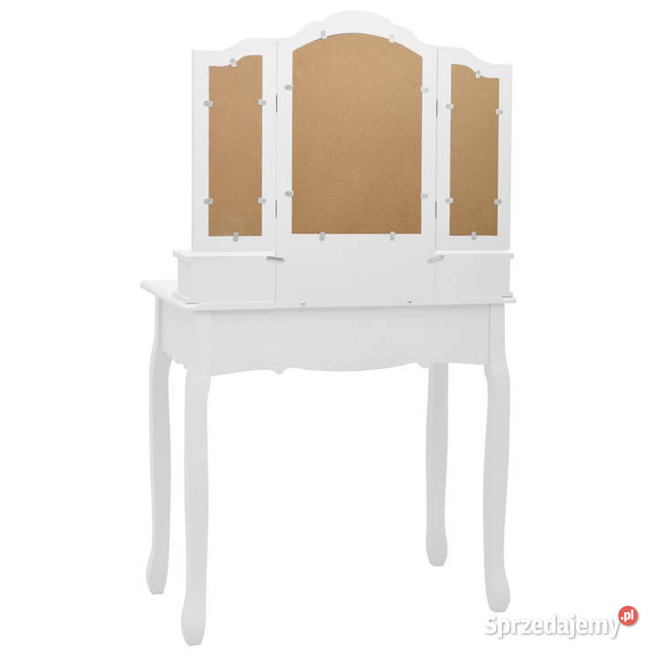 Toaletka ze stołkiem biała 80x69x141 drewno Toaletki