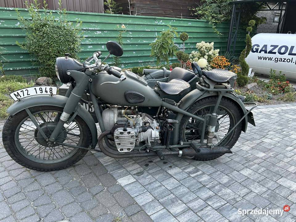 M72 1948 motocykl z wózkiem bocznym sprawny Międzyrzec Podlaski