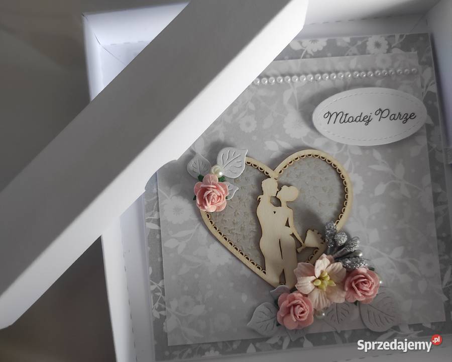 Kartka ręcznie robiona na Ślub z pudełkiem 4 Łódź sprzedam