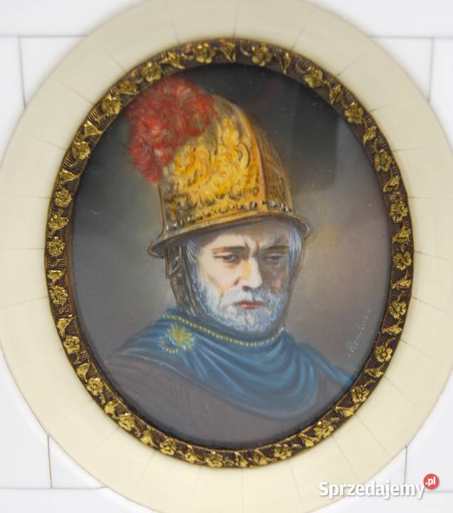 Piękna miniatura na kości Mężczyzna w złotym