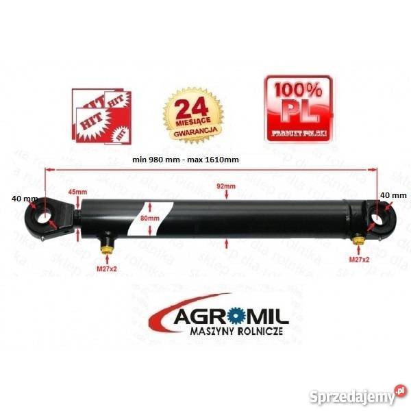 Cylinder hydrauliczny siłownik skok 630 L 980 Rogóźno