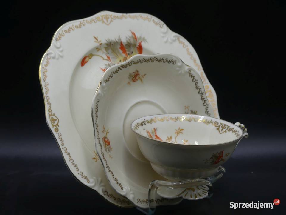 Urokliwe trio Tułowice Tillowitz Elfenbein Porcelana i szkło Poznań