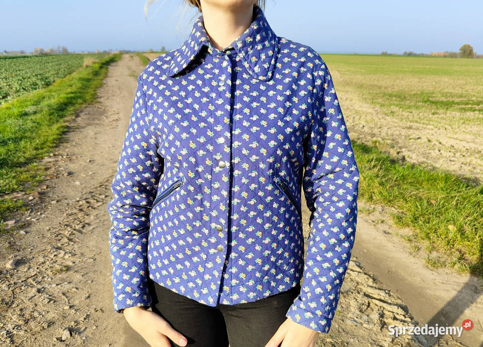 Krótka kurta wiosenna vintage M 38 granatowa Kurtki i płaszcze Szczecin