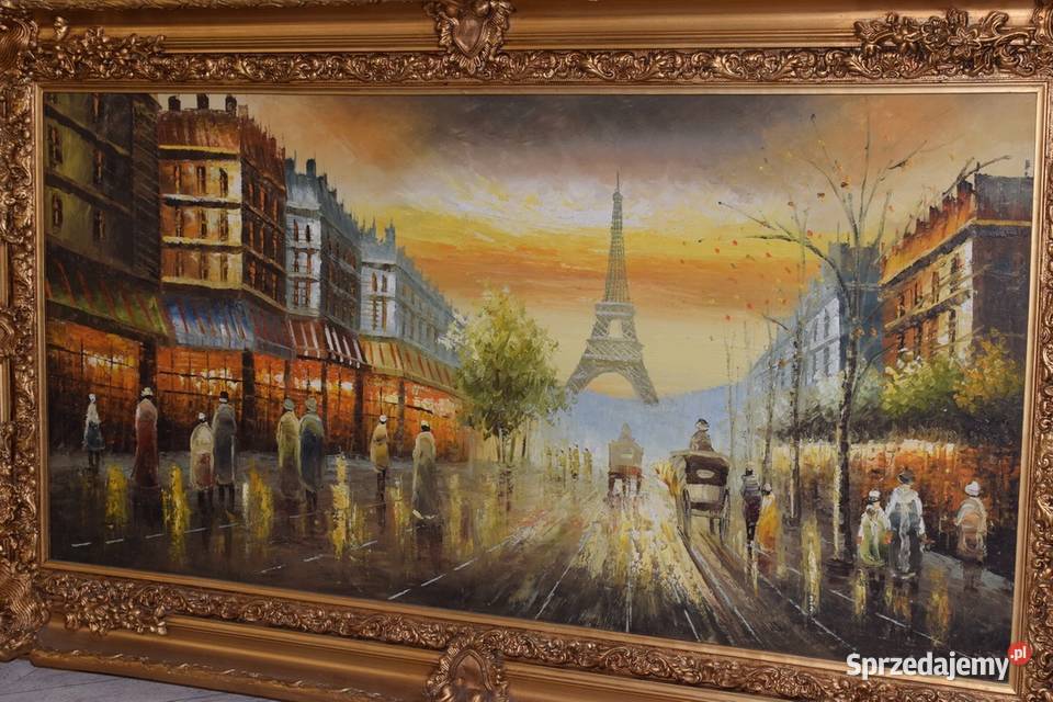 Francja Paryż Obraz Olejny na Płótnie 146x86 Kraków