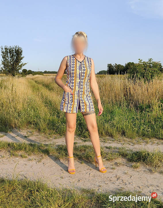 Sukienka mini vintage guziki 38 M 36 S retro mod Rozkloszowana  Szczecin